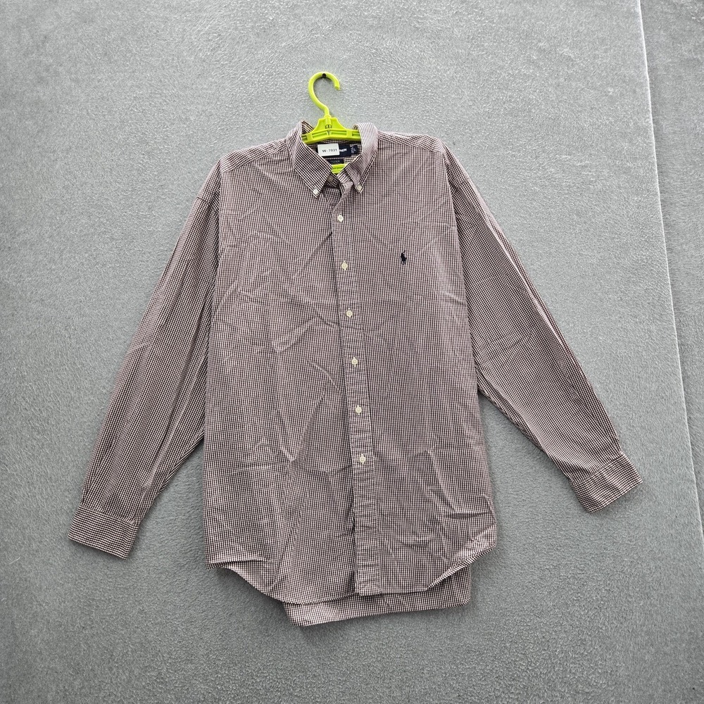 Ralph Lauren Men Button Up Shirt L Burgundy Embroidered Check TILDEN Golf Shirt